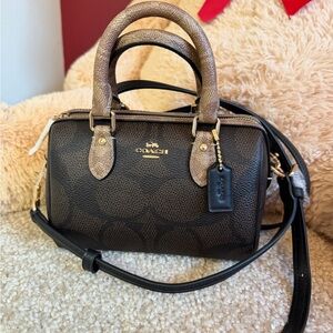 Coach Mini Rowan Crossbody Bag In Blocked Signature Canvas